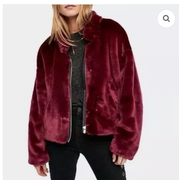 Free People Jackets & Blazers - Free People Burgundy Faux Fur Jacket